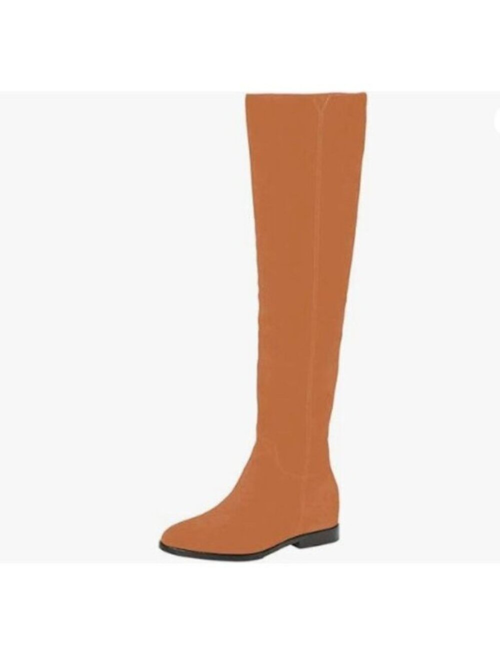 Pazzion Women Almond Toe Knee High Boots with Partial Zipper Stretchy Orange